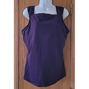Lands' End Swim Top Purple 18D Tankini XL Solid Padded Shelf Bra Solid S412